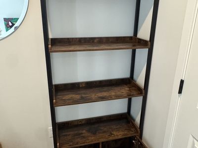 Metal and wood bookshelf