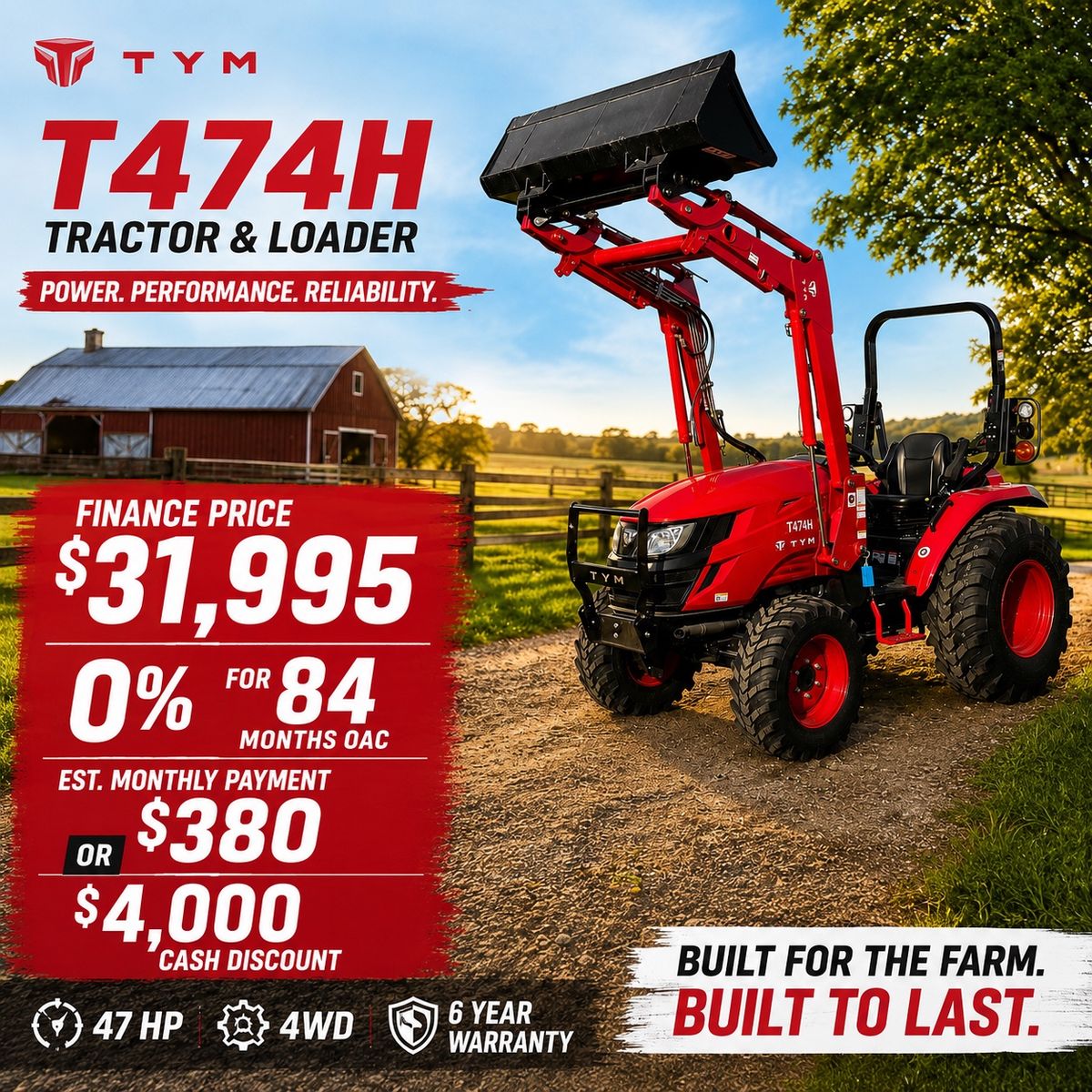 New TYM T474H Tractor and Loader