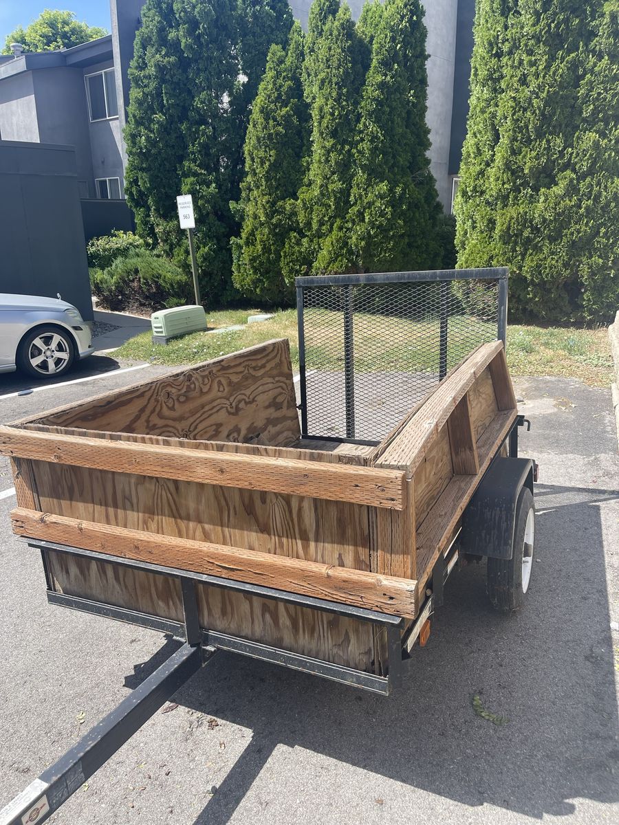 4x6 Carry-On Utility Trailer with Wood Walls and Mesh Gate