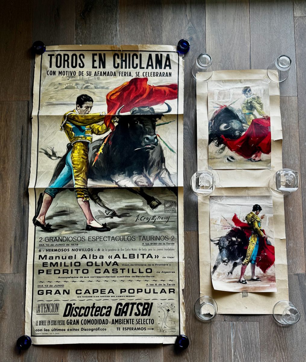 Vintage 1970s Spanish Bullfighting Poster & Prints Collection (3 Pcs)