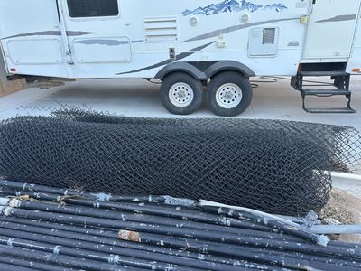 Black Chain Link Fencing Material and Metal Posts 10ft tall