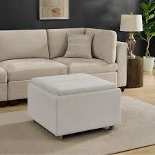 Henredon Sona  3317B-6033B-17S Fabric Storage Ottoman with Reversible Wood Tray Tops 1862040  #106478