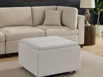 Henredon Sona 3317B-6033B-17S Fabric Storage Ottoman with Reversible Wood Tray Tops 1862040 #106478