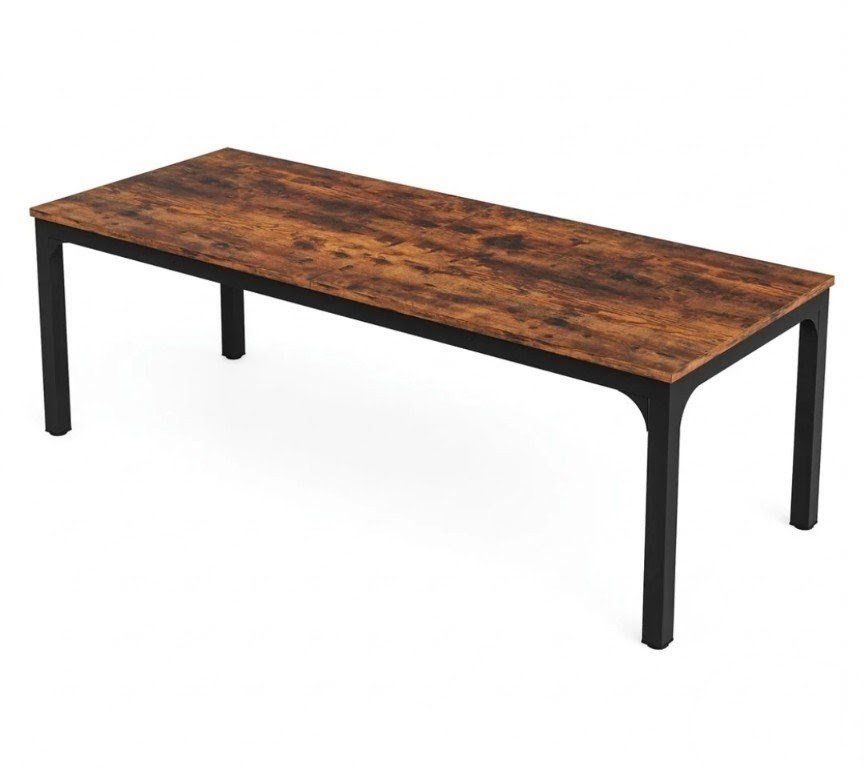 Tribesigns 78.7" Industrial Dining Table, Rustic Rectangular Wood Table with Metal Legs