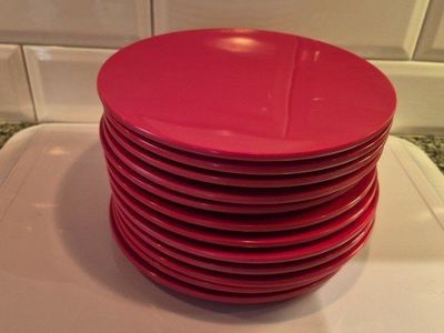 12 Red Plates - Reusable, Durable Dinnerware for Parties & Everyday