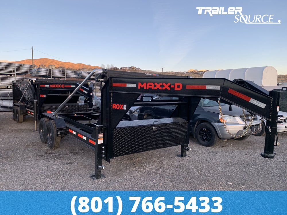Maxx-D ROX Gooseneck Roll Off Dumpster Trailer 7x14 18K Electric Tarp