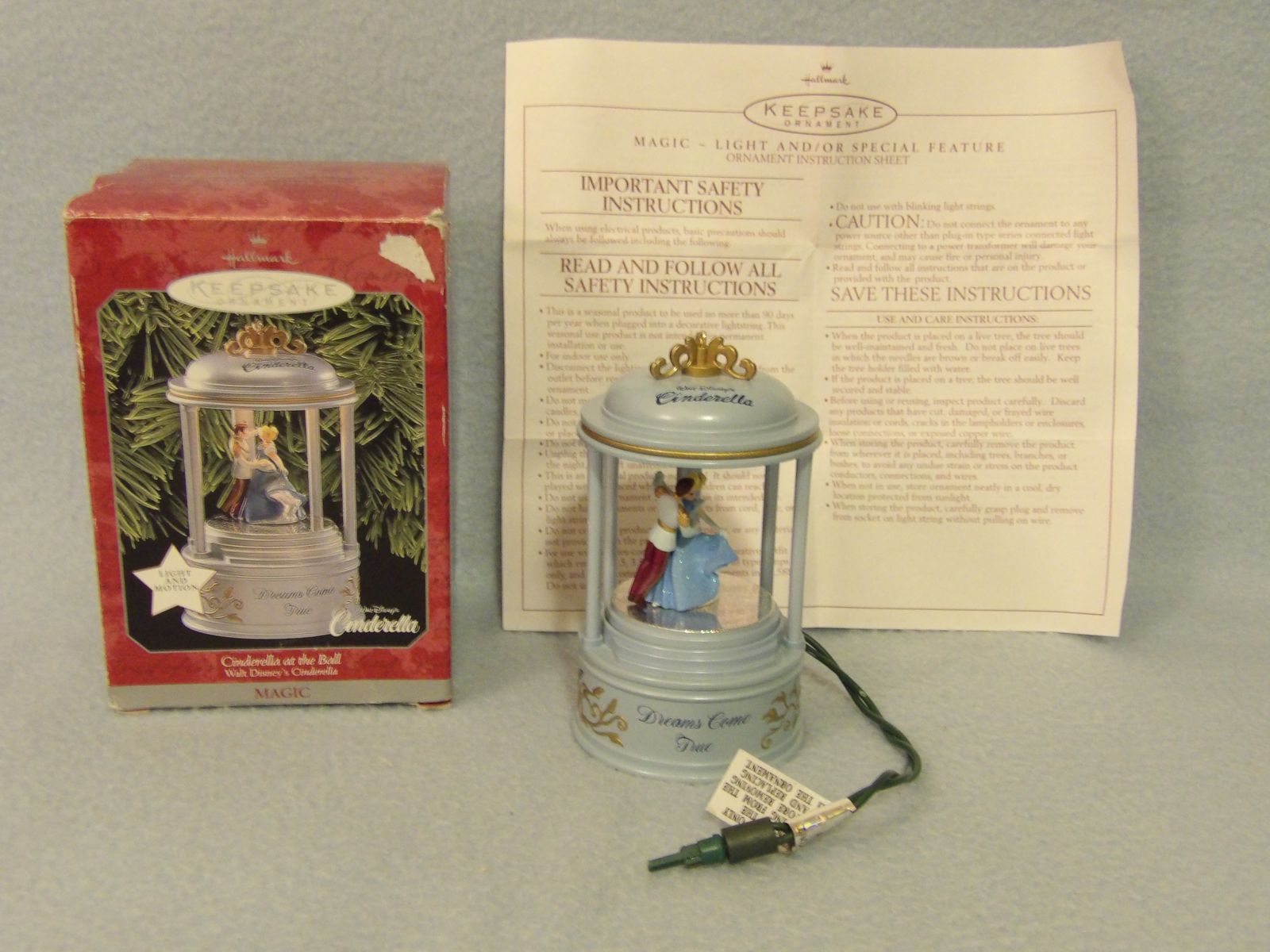 Hallmark Disney Prince Charming & Cinderella at the Ball Keepsake Christmas Tree Ornament Light and Motion
