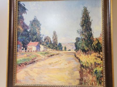 Large framed canvas oil painting