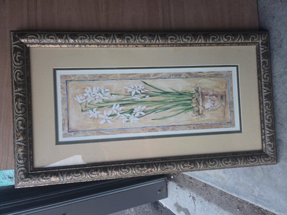 Framed "Paperwhite" Floral Print – 12x24