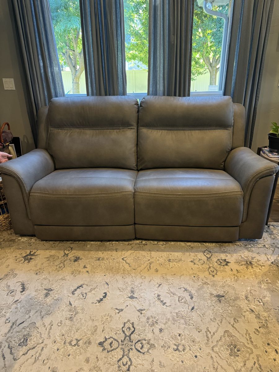 Powered Reclining Sofa with Power Headrest - Gray Loveseat