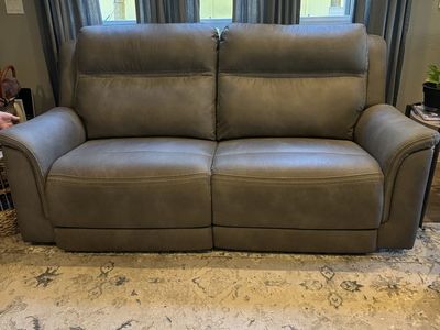 Powered Reclining Sofa with Power Headrest - Gray Loveseat