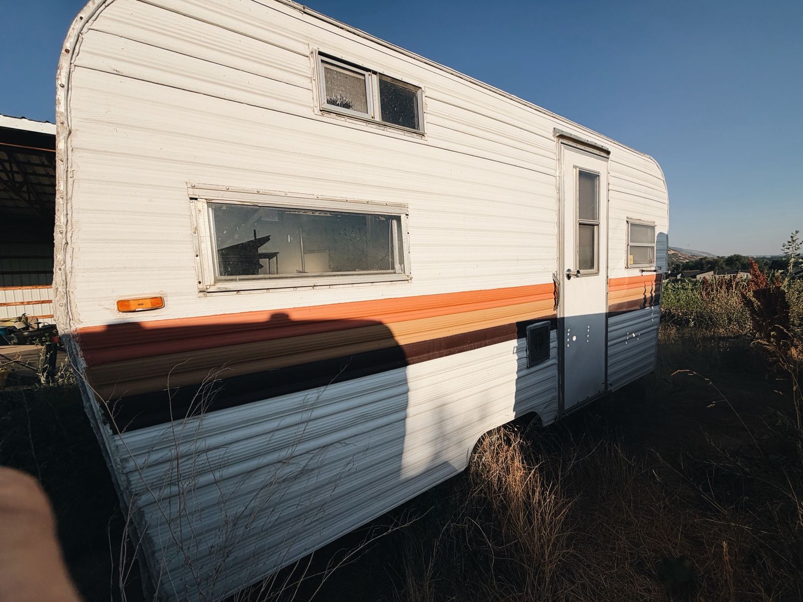 Vintage Bumper Pull Travel Camper Trailer with Stripes