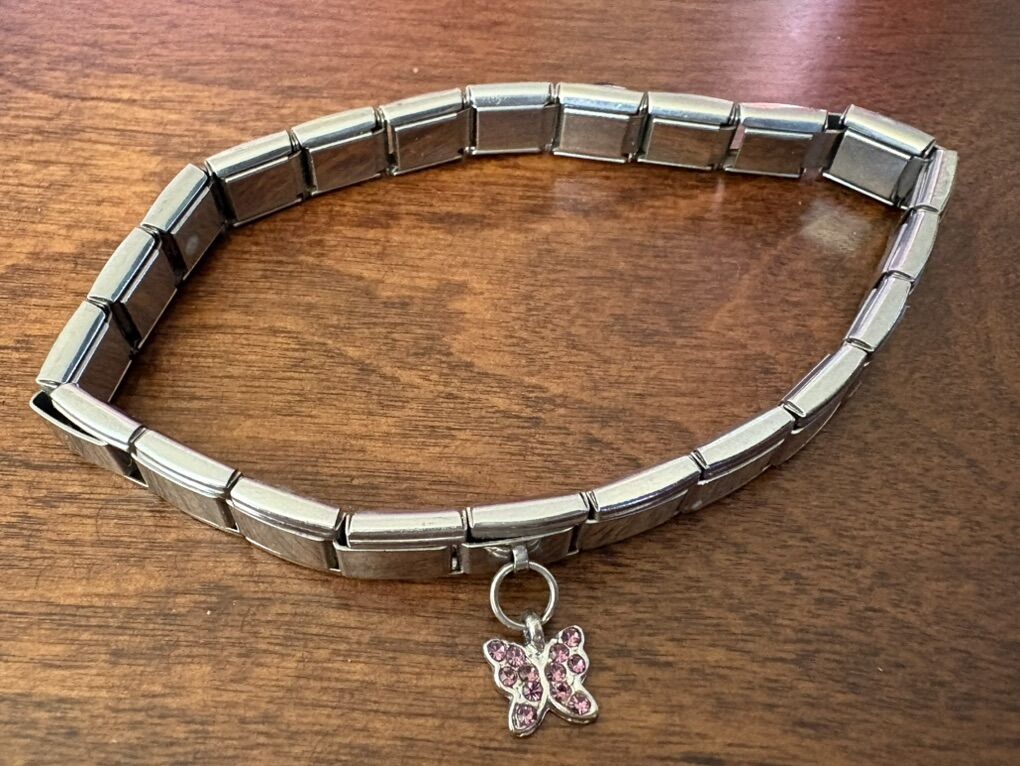 Silver Tone Elastic Italian Style Charm Bracelet