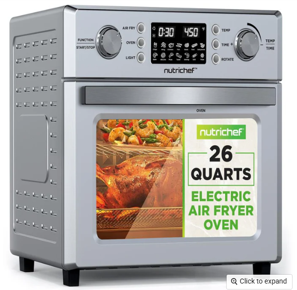 NutriChef 26L Air Fryer Oven w/ Rotisserie – New in Box