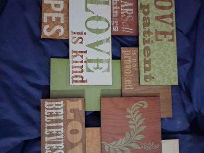 Love is Patient, Love is Kind Wood Block Wall Art Decor Set