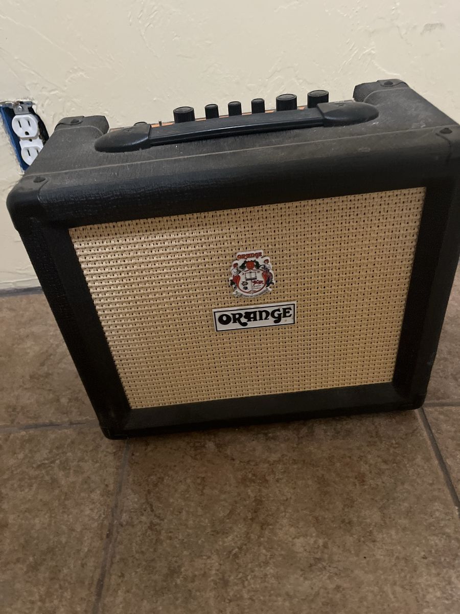 Orange Guitar Amplifier and Electro-Harmonix Satisfaction Fuzz Pedal with Cables