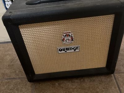 Orange Guitar Amplifier and Electro-Harmonix Satisfaction Fuzz Pedal with Cables