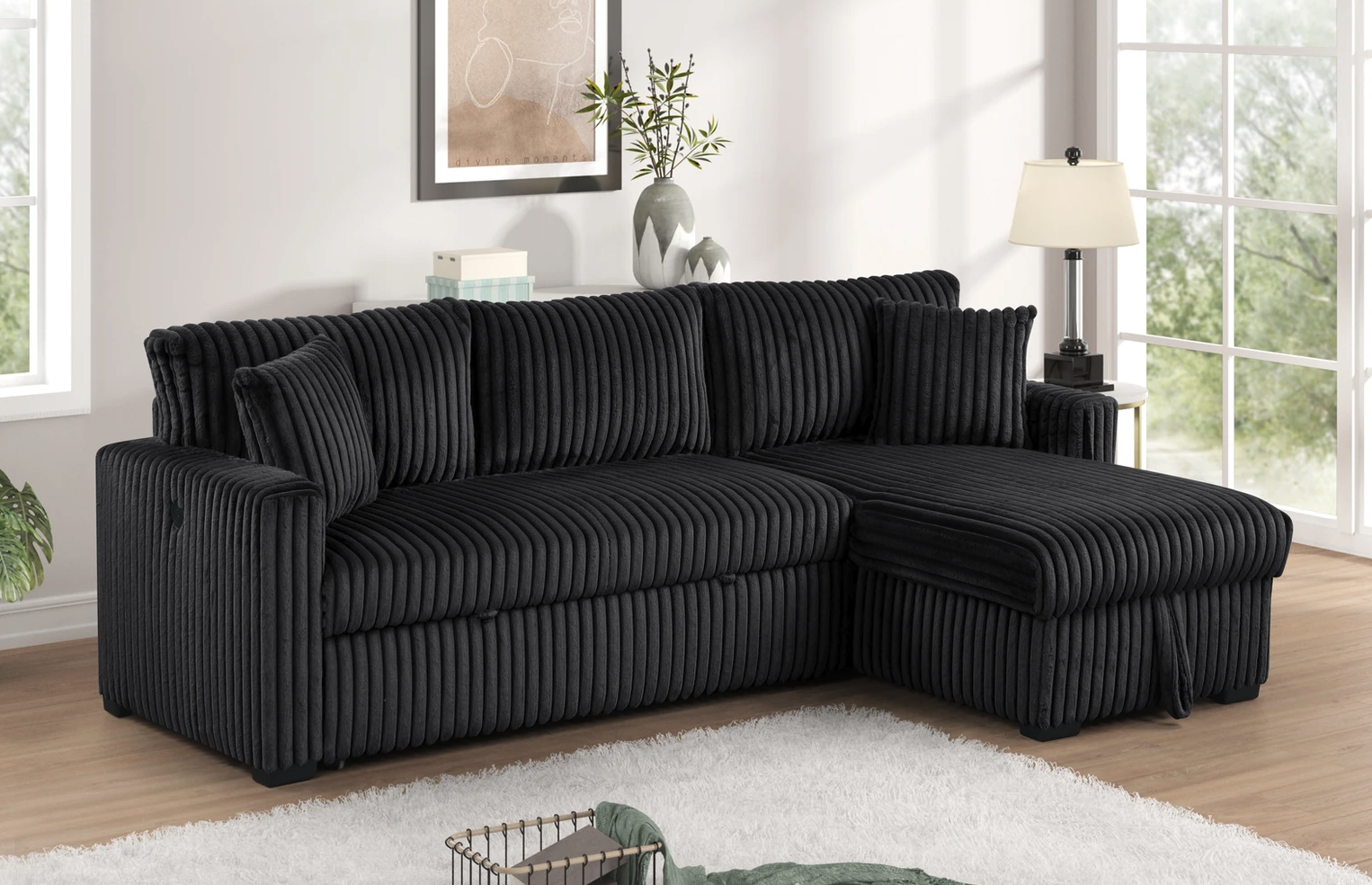 BACK TO SCHOOL MULTIFUNCTION DEAL – BLACK 2-PIECE SLEEPER SECTIONAL