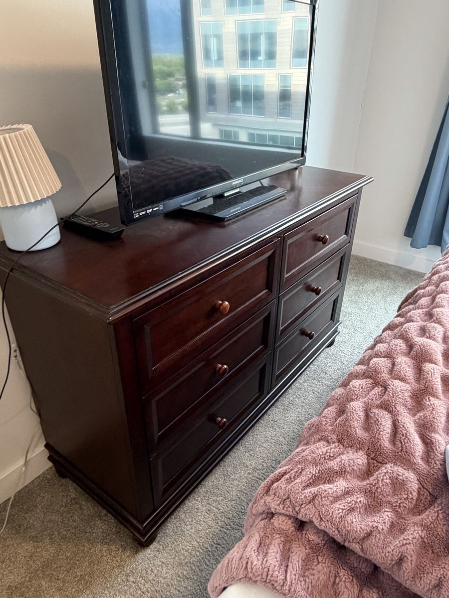 Espresso Wood 6-Drawer Dresser Bedroom Storage Cabinet