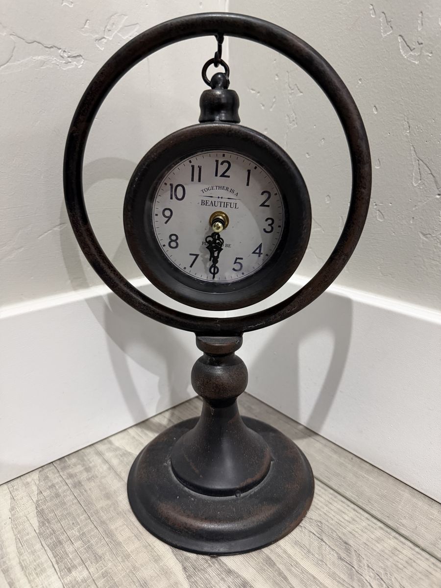 Vintage-Style Desk Clock with "Together is A Beautiful Place" Motto - Rustic Bronze Finish
