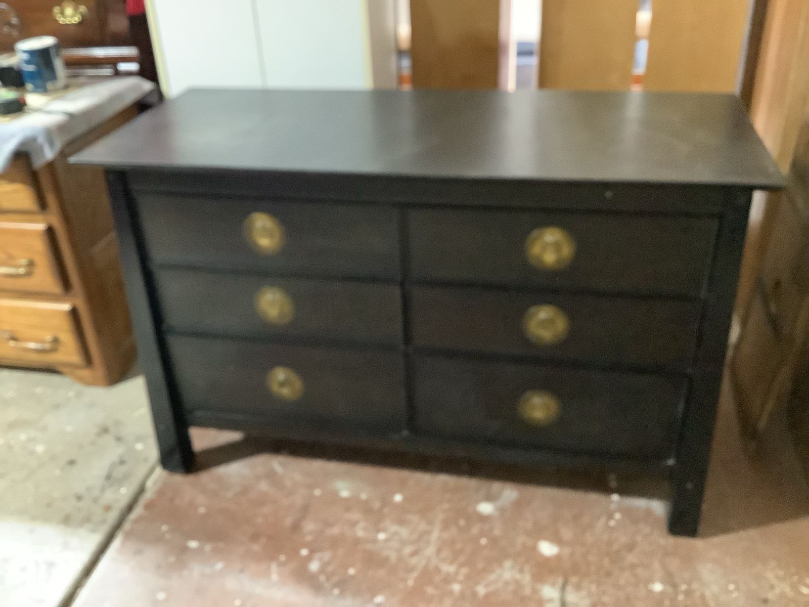 Black All Wood 6 Drawer Dresser