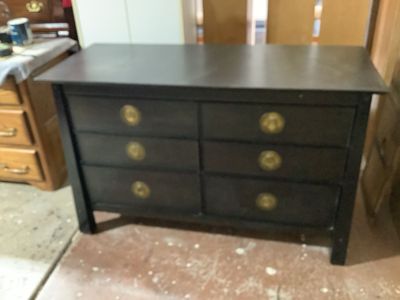 Black All Wood 6 Drawer Dresser