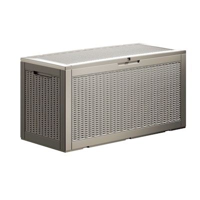 Outdoor Resin Woven Pattern Deck Storage Box - Grey - 75 Gallon