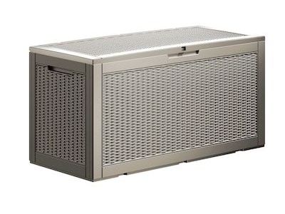 Outdoor Resin Woven Pattern Deck Storage Box - Grey - 75 Gallon