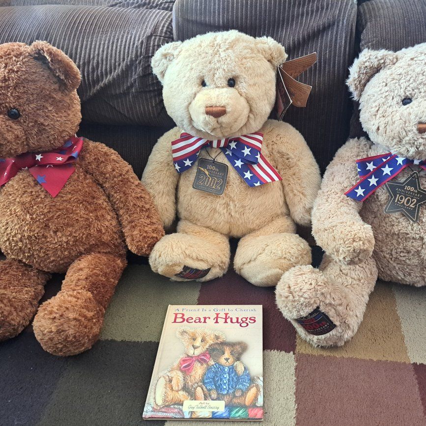 3 large special 100th anniversary teddy bears
