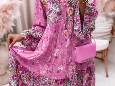 NEW! Boho Pink Paisley and Floral Tiered Boho Tunic Dress - Size XXL - C PIX