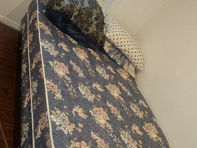 Full Size Floral Print Mattress and Box Spring Set - Good Condition