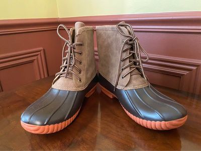NEW - Marleylilly Brown Duck Boots Women's Size 10 Lace-Up Winter Mud Rain Snow Booties - Website $80