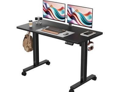 Electric Height Adjustable Standing Desk, 48x24 Inches, Ergonomic Home Office Sit/Stand Up Desks (Black Steel Frame/Black Top)