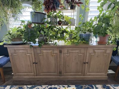 Beautiful Large 4-Door Wood Buffet / Sideboard Cabinet Credenza with Shelves & Drawers, in Excellent Condition!