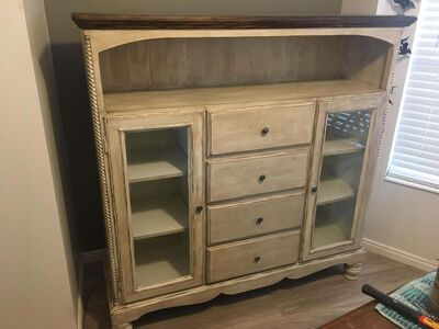 Incredible 2 Tone Farmhouse Apothecary Cabinet W/Walnut Top!!