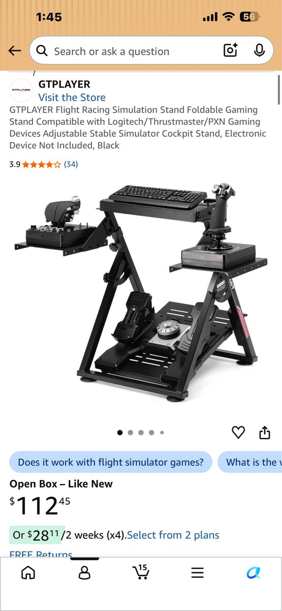 GTPLAYER Flight Racing Simulation Stand Foldable Gaming Stand Black