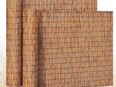 Barydat 2 Pcs 5 x 16.4 ft Reed Fence Roll, 85% Shade Bamboo Privacy Screen, Natural Decorative Reed Fencing for Outdoor Garden B