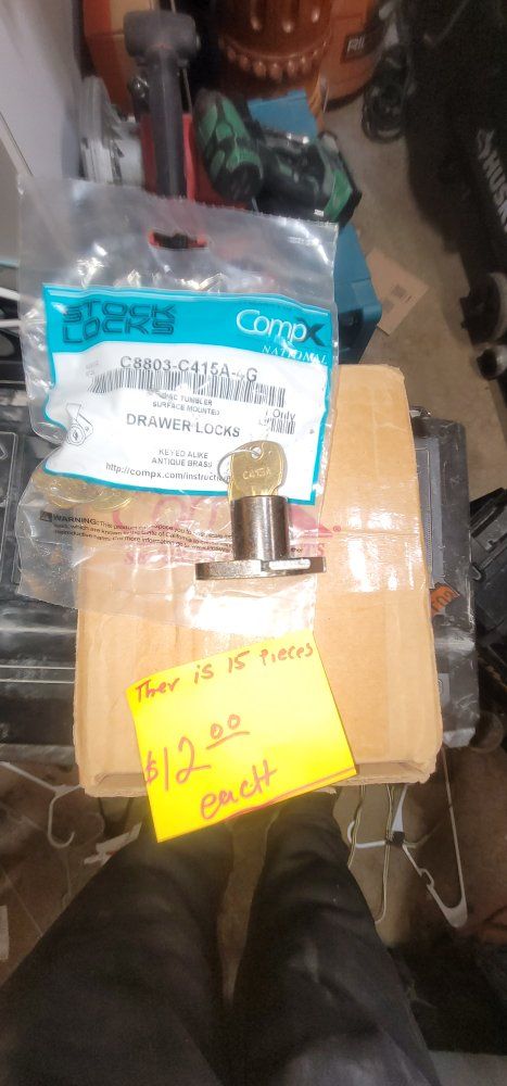 CompX National C8803-C415A Drawer Locks - Keyed Alike, Antique Brass - 15 Pieces
