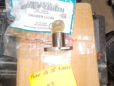 CompX National C8803-C415A Drawer Locks - Keyed Alike, Antique Brass - 15 Pieces