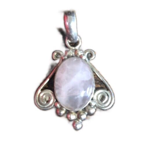 STERLING SILVER ROSE QUARTZ PENDANT