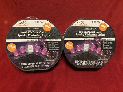 Halloween 100 LED Dual Color Spooky Flickering Lights New Purple Cool White