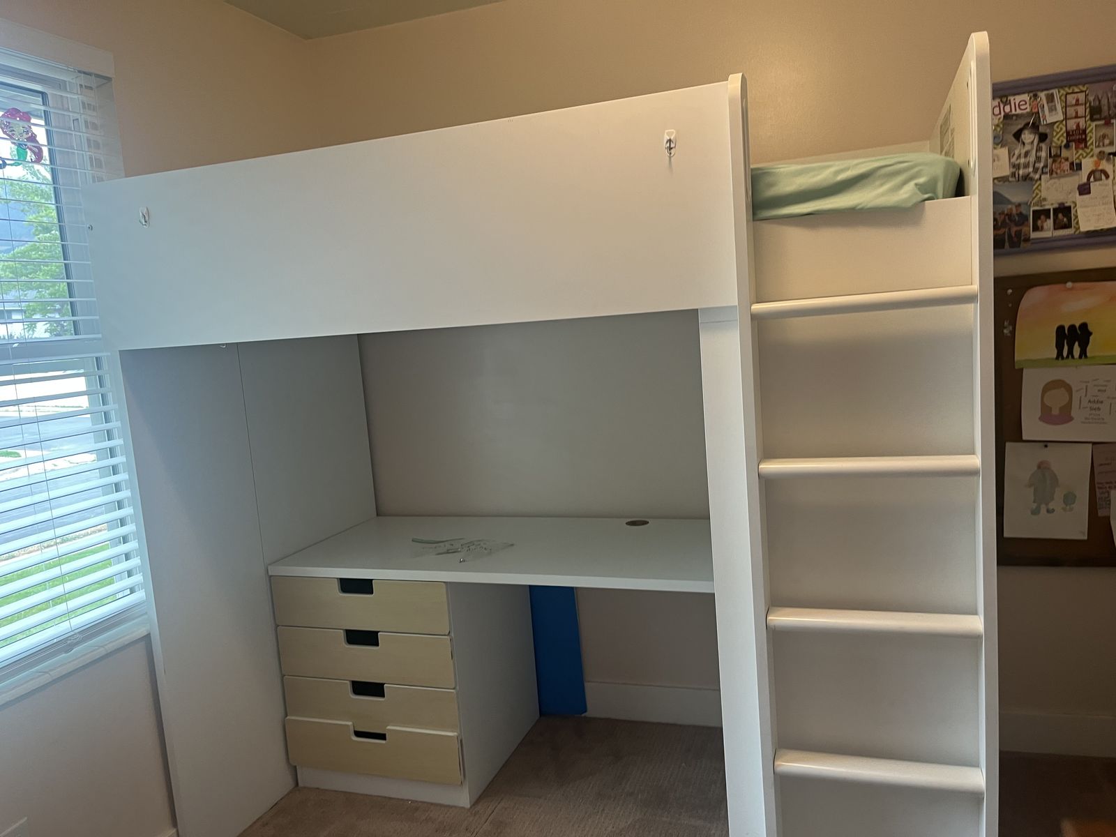 Lofted Bed with desk and storage