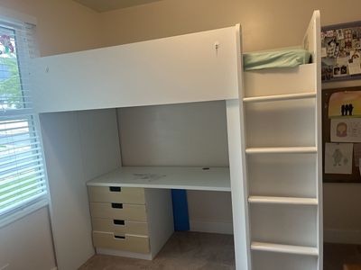 Lofted Bed with desk and storage