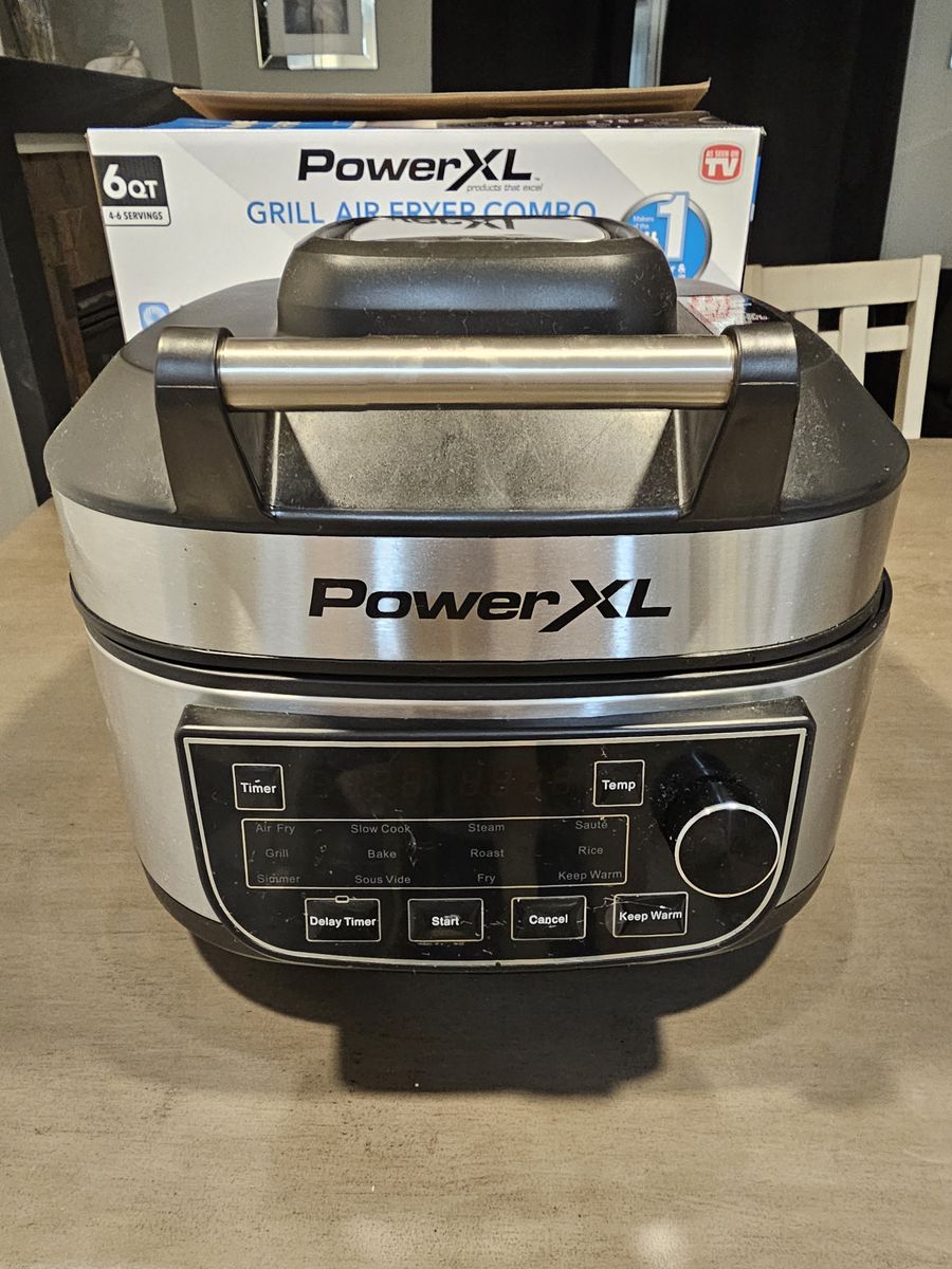 The PowerXL Grill Air Fryer Combo in Silver. Its in great condition looking for a new home. $50 obo