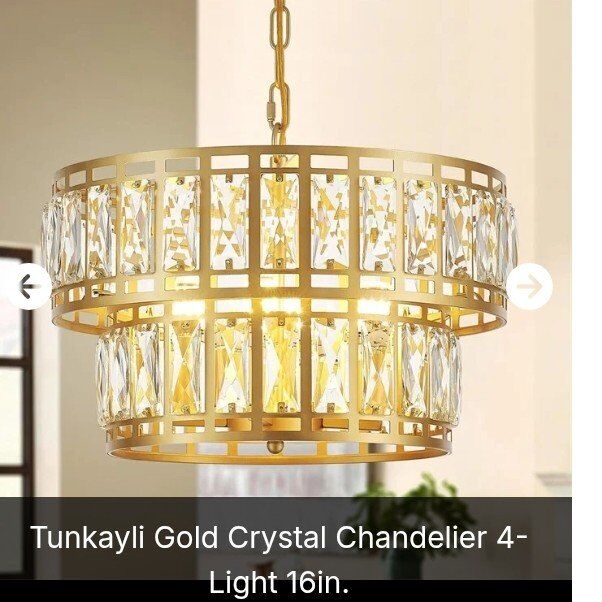 16" Gold Crystal Chandalier ( NEW)