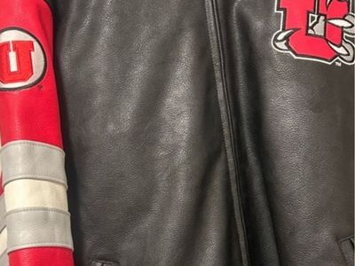 University of Utah Utes Pro Player Vintage Black Red Leather Varsity Jacket Size 2XL
