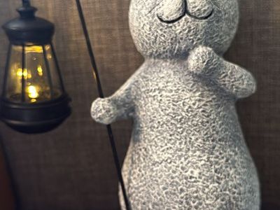 Resin Outdoor Cat Garden Statue with Solar LED Light Lantern Decor