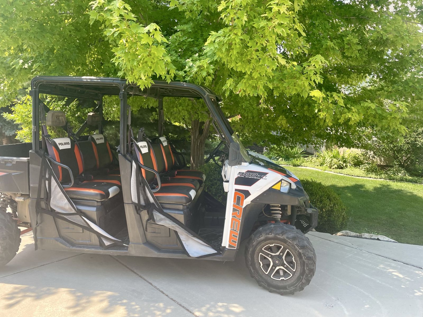 Polaris Ranger Crew 900 EPS Side-by-Side UTV - White/Orange, 4-Seater