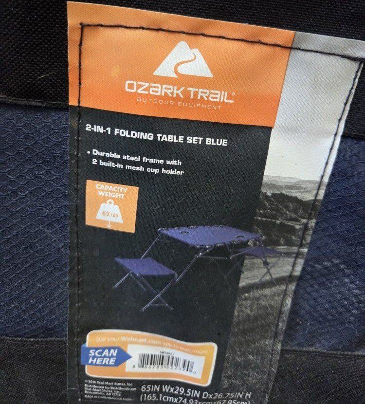 Ozark Trail 2-in-1 Folding Table Set with 2 Built-in Mesh Cup Holders