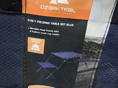 Ozark Trail 2-in-1 Folding Table Set with 2 Built-in Mesh Cup Holders